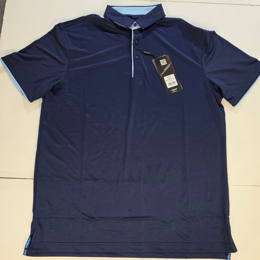 Head Golf Filippo Polo Shirt Mens Large Dress Blues Airy Blue Moisture Wicking